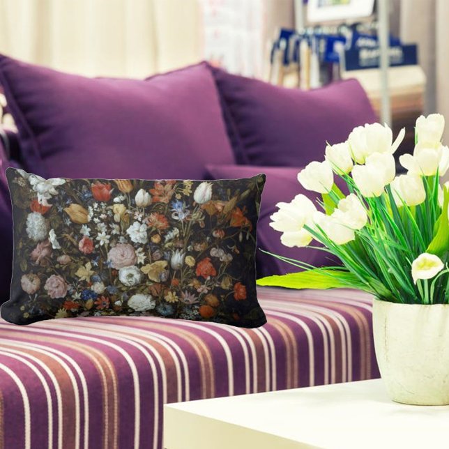 Flowers in a Wooden Vessel Jan Brueghel the Elder  Lumbar Cushion (Creator Uploaded)
