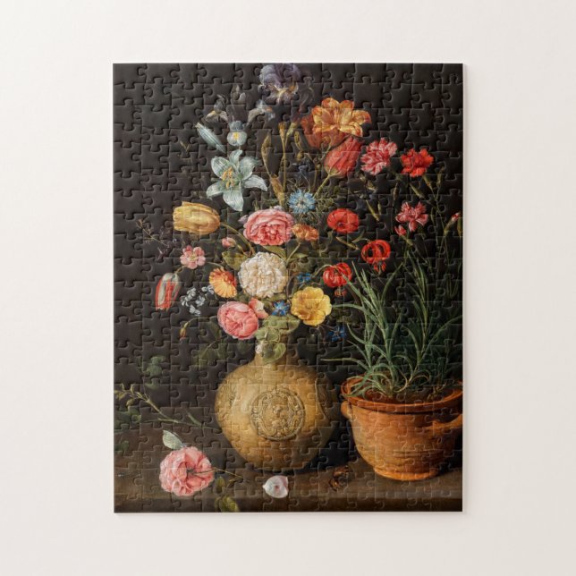 Flowers in an Earthenware Vase by Clara Peeters Jigsaw Puzzle (Vertical)