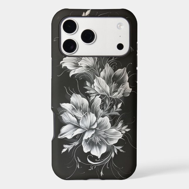 Flowers In Black & White Case iPhone 17 (Back)
