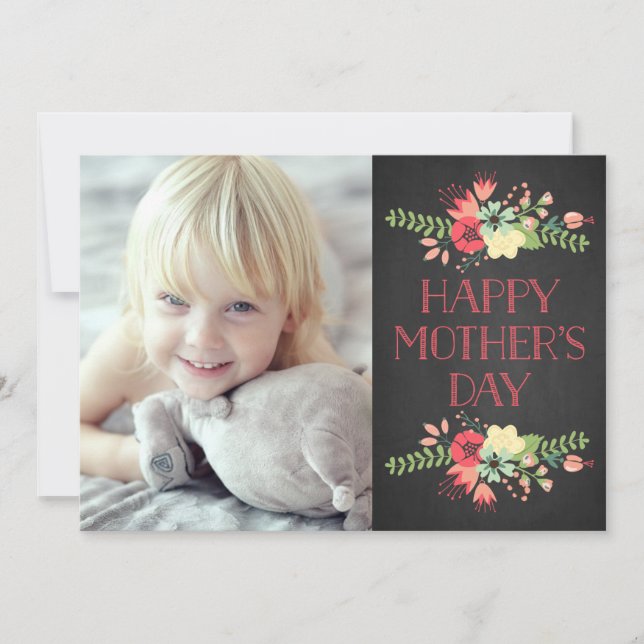 Flowers in Bloom | Chalkboard Mother's Day Card (Front)