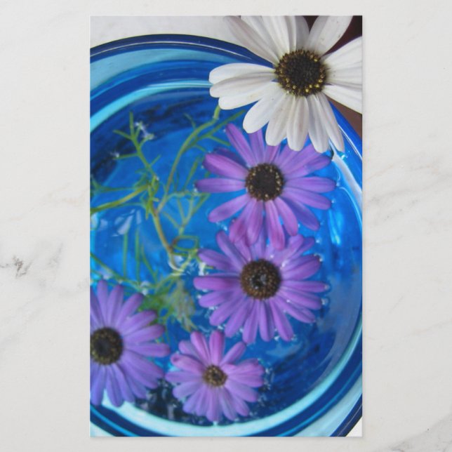 Flowers in Blue Pool Stationery (Front)