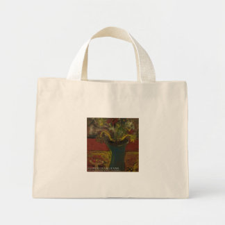 flowers in blue vase mini tote bag