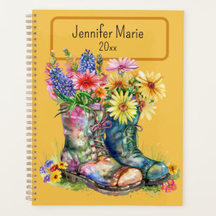 Flowers in Boots Personalise with Name, Year Planner