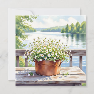 Flowers in Copper pot on Lakehouse Deck Card