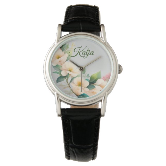 Flowers in cream white watch (Front)
