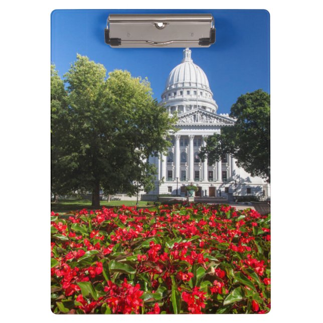Flowers In Front Of State Capitol Building Clipboard (Front)