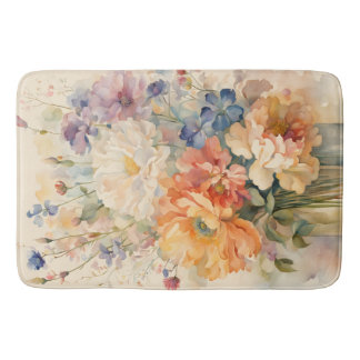 flowers in gardern bath mat