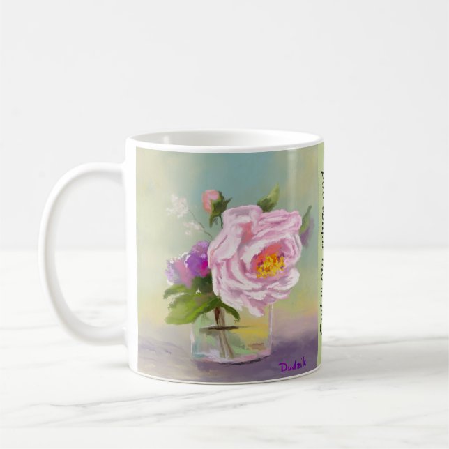 Flowers in Glass Scripture of Encouragement JW Coffee Mug (Left)