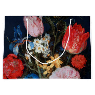 Flowers in Glass Vessel, Jan Brueghel the Elder Large Gift Bag