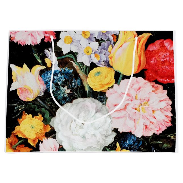Flowers in Glass Vessel, Jan Brueghel the Younger Large Gift Bag (Front)