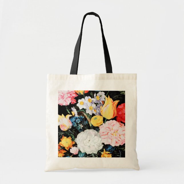 Flowers in Glass Vessel, Jan Brueghel the Younger Tote Bag (Front)