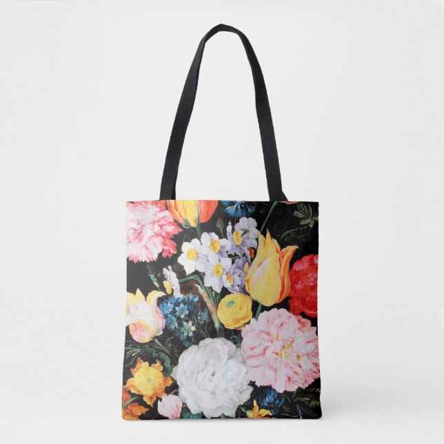 Flowers in Glass Vessel, Jan Brueghel the Younger Tote Bag (Front)