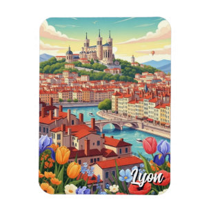 Flowers in Lyon France Basilica Travel Magnet