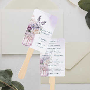 Flowers In Mason Jar Chic Floral Wedding Program Hand Fan