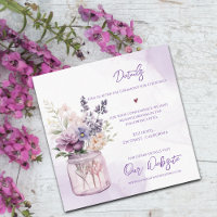 Flowers In Mason Jar Purple Floral Wedding Details