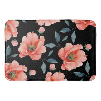Flowers in night bath mat