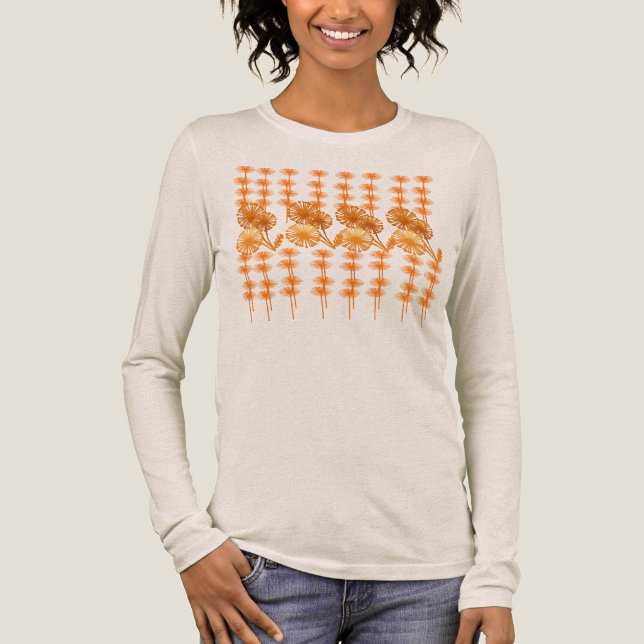 Flowers in Orange Tri-Blend Shirt (Front)