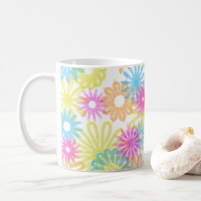 Flowers in pastel shades coffee mug (With Donut)