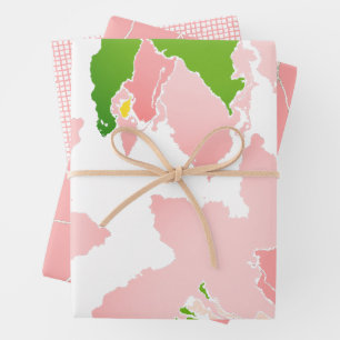 Flowers in Pink and Green AKA Sorority Wrapping Paper Sheet