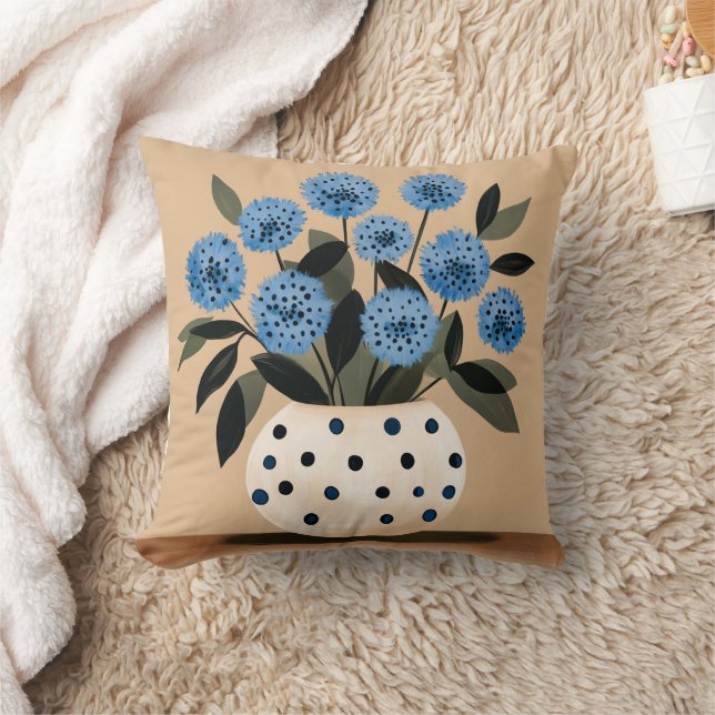 Flowers in Polka-Dot Vase Cushion (Blanket)