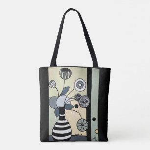 Flowers in Striped Vase Tote Bag
