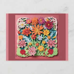 Flowers in the Garden Paper Art Postcard