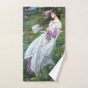 Flowers in the Wind, John William Waterhouse Hand Towel