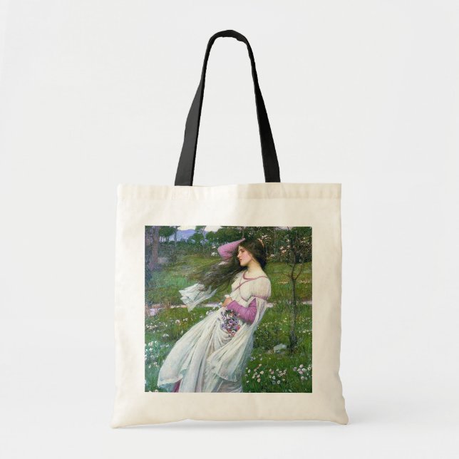 Flowers in the Wind, John William Waterhouse Tote Bag (Front)