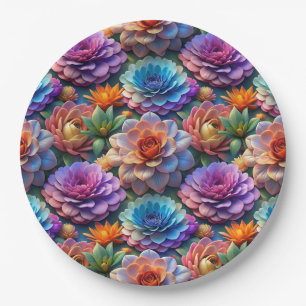 Flowers In Three D Paper Plate