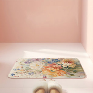 flowers in vase bath mat