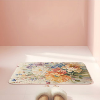 flowers in vase bath mat