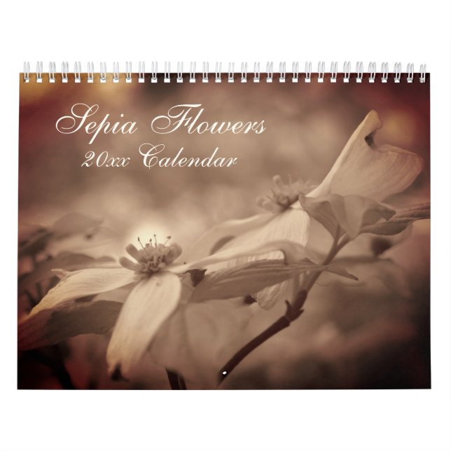 Flowers In Vintage Sepia Calendar (Cover)