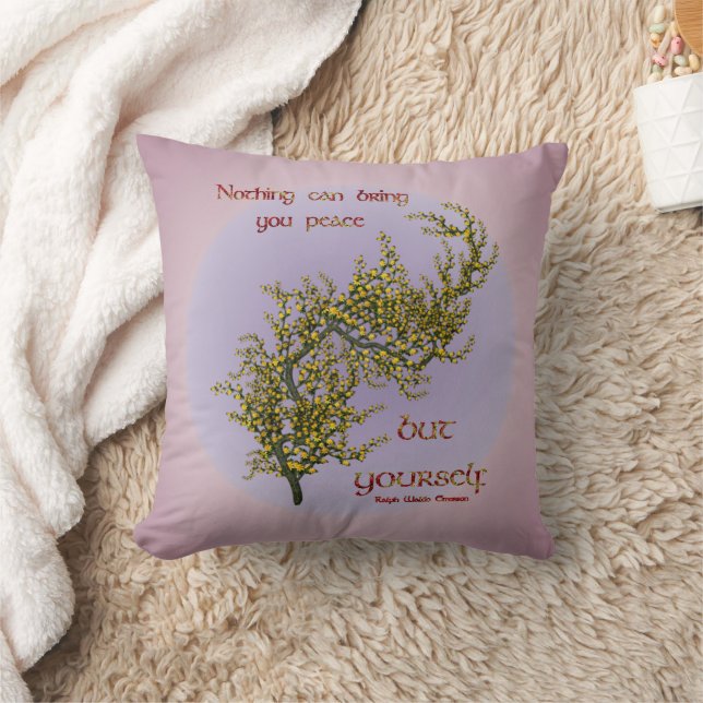 Flowers Inner Peace Inspirational Quote Cushion (Blanket)