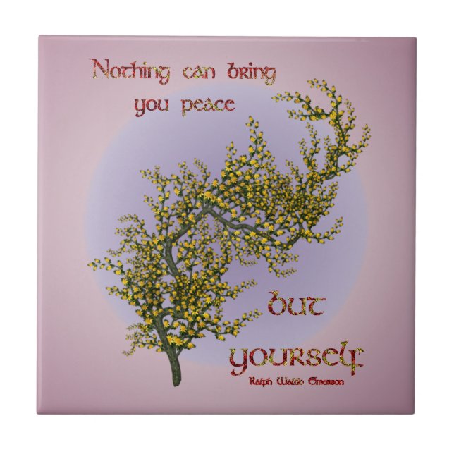 Flowers Inner Peace Inspirational Quote  Tile (Front)