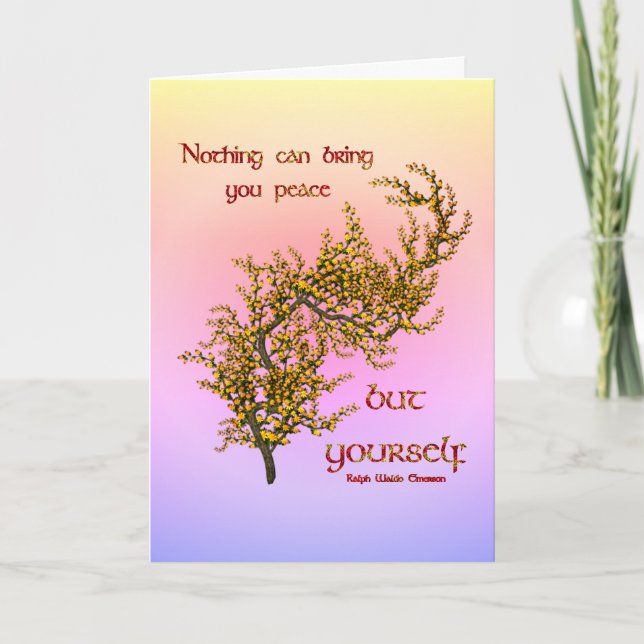 Flowers Inspirational Inner Peace Quote Card (Front)