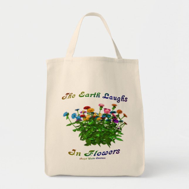 Flowers Inspirational Quote Tote Bag (Front)