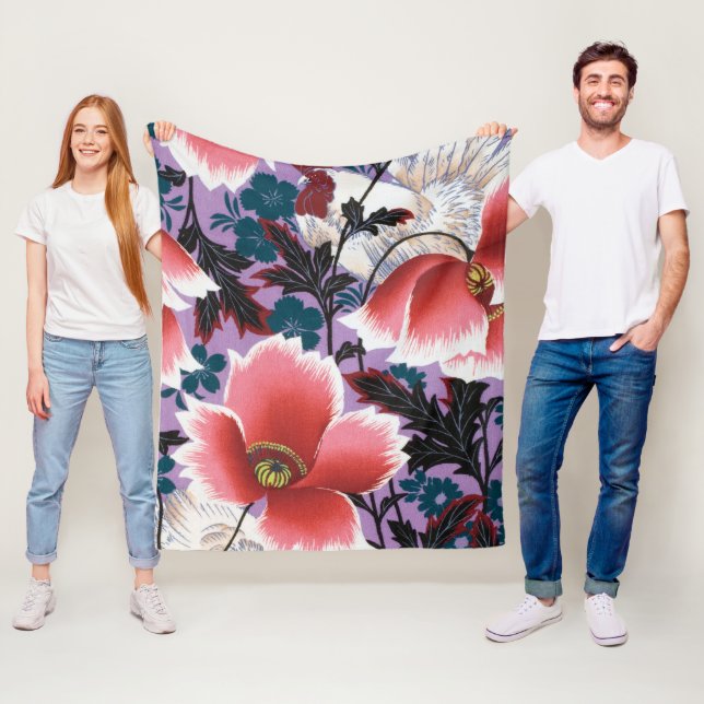 Flowers, Japanese Design Fleece Blanket (In Situ)