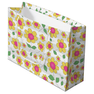Flowers kids paint happy spring design large gift bag