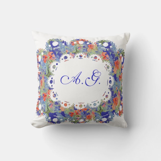 Flowers, Lace and Monogramm Pillow (Front)