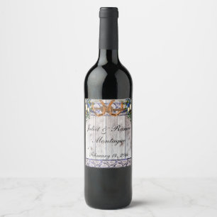 Flowers, Lace & Horseshoes, Blue Ribbon Wine Label