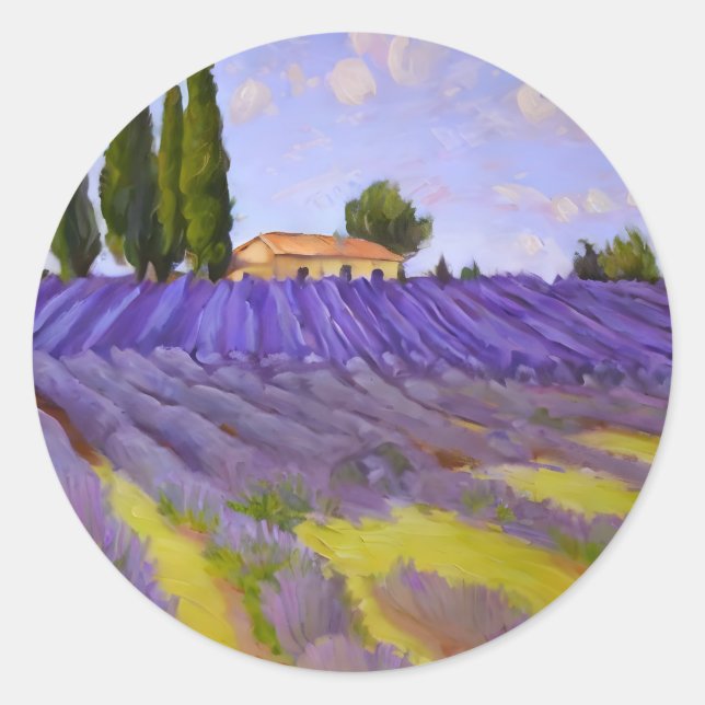 Flowers Lavender fields  Classic Round Sticker (Front)