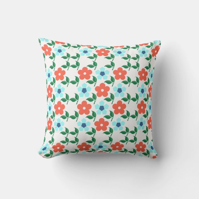 Flowers & Leaf Throw Pillow (Front)