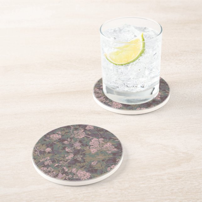 Flowers, leafs, and camouflage coaster (Side)