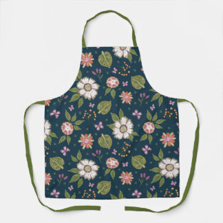 Flowers leaves and butterflies apron