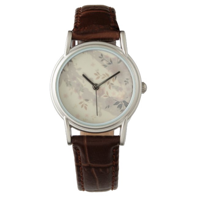 Flowers Leaves and Shadows Little Flowers Wrist Watch (Front)
