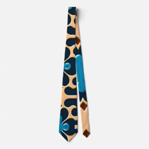 Flowers Leaves Blue Beige Floral Pattern Tie