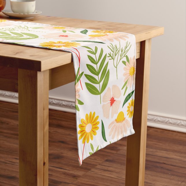 Flowers & Leaves Garden Pattern Long Table Runner (In Situ)