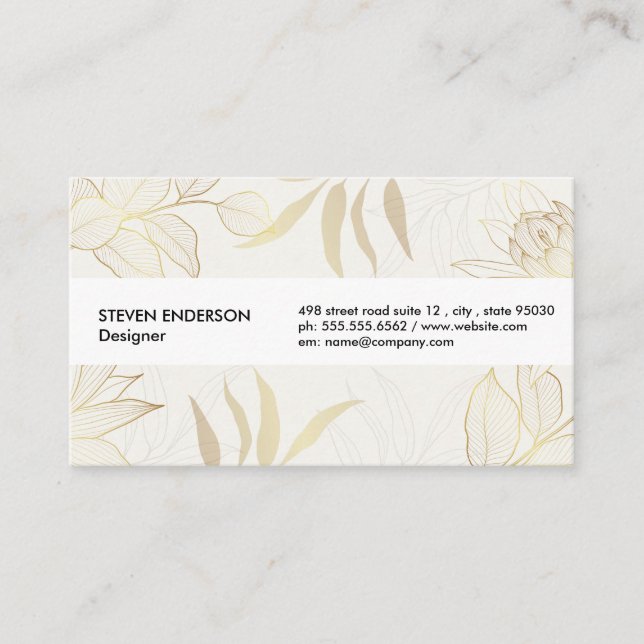 Flowers Leaves Illustration  Business Card (Front)