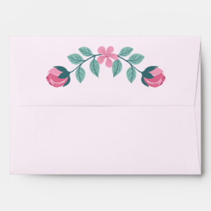 flowers & leaves pink wedding envelop envelope