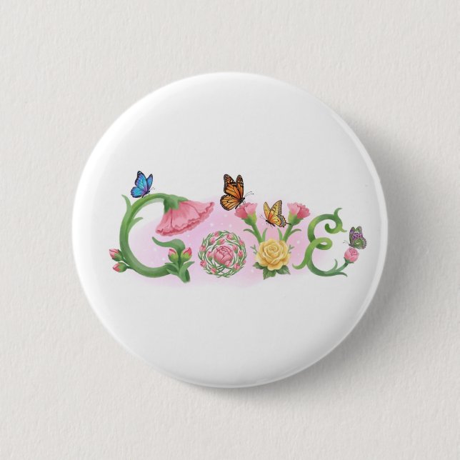 Flowers Love  6 Cm Round Badge (Front)